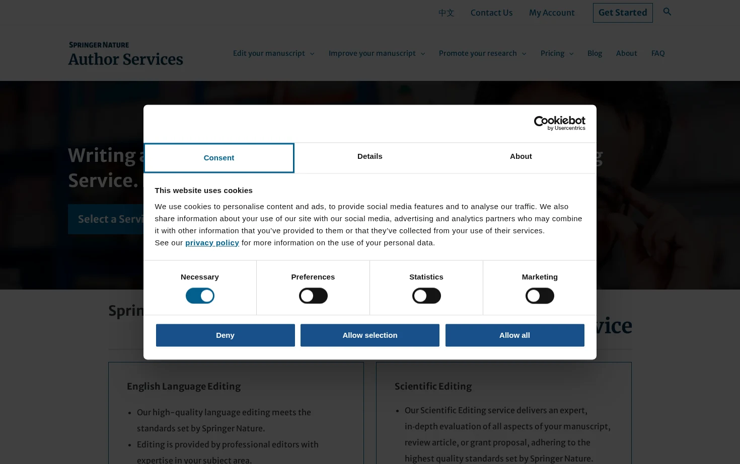 Author Services from Springer Nature EN 页面快照